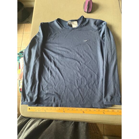 NIKE Navy DRI-FIT long sleeve athletic top Size Large - Picture 2 of 6